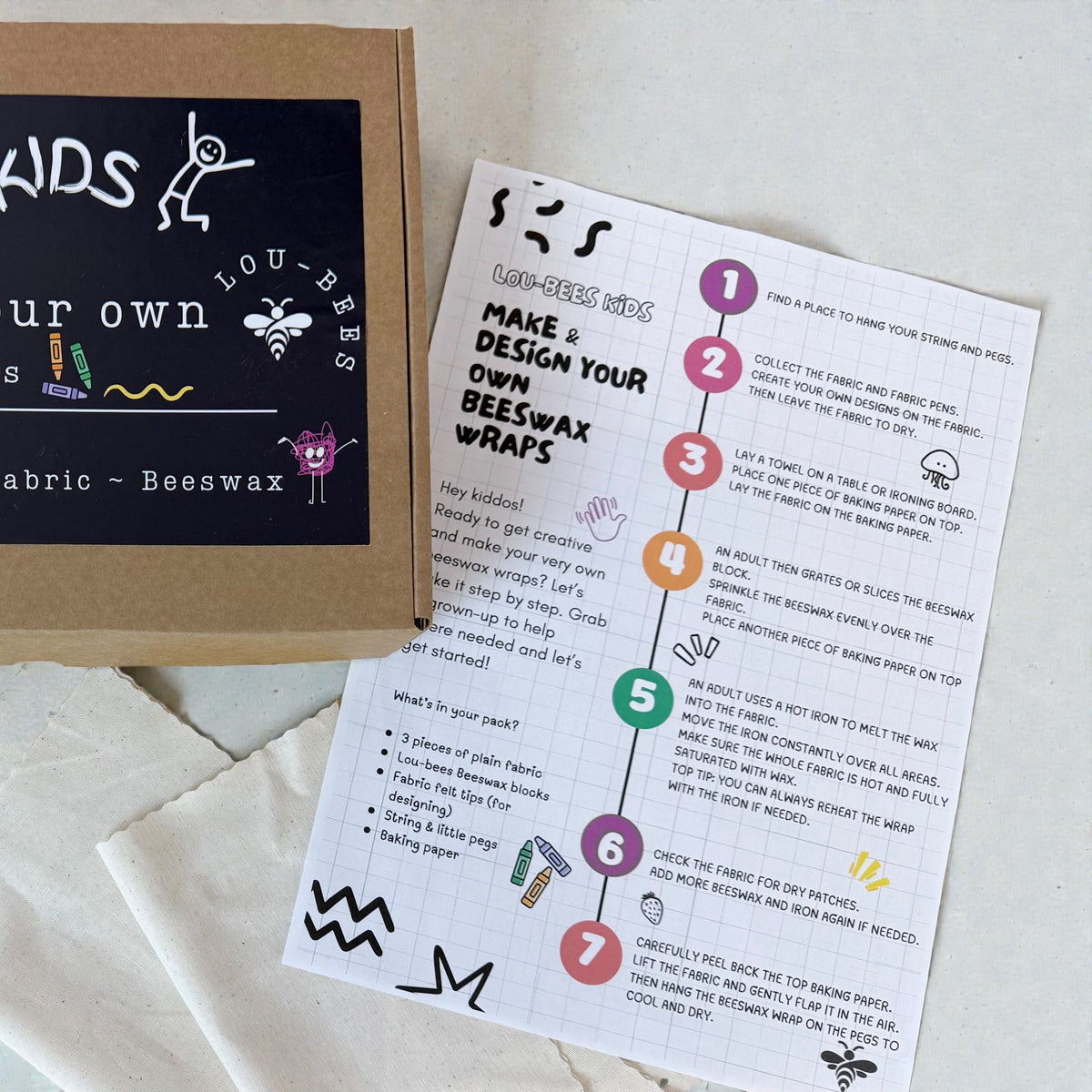 Lou-bees Kids Design Your Own Beeswax Wraps Kit,