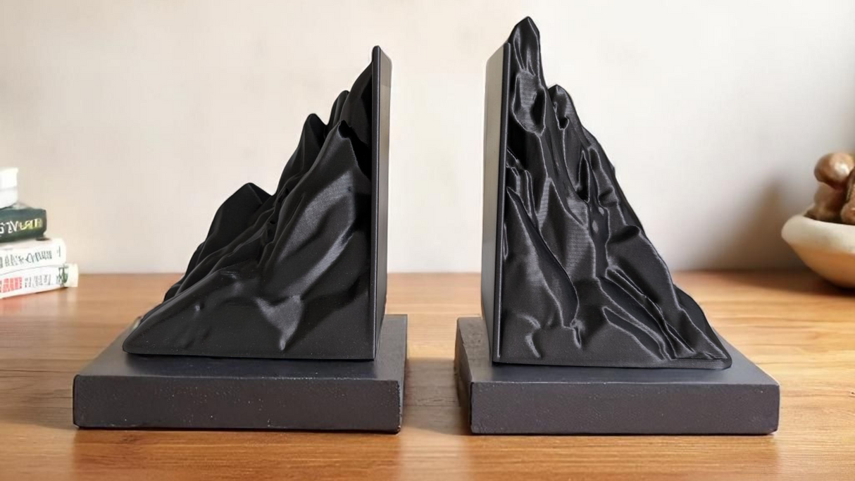 Filamora Studios Minimalist Mountain Bookends 3D Printed Set