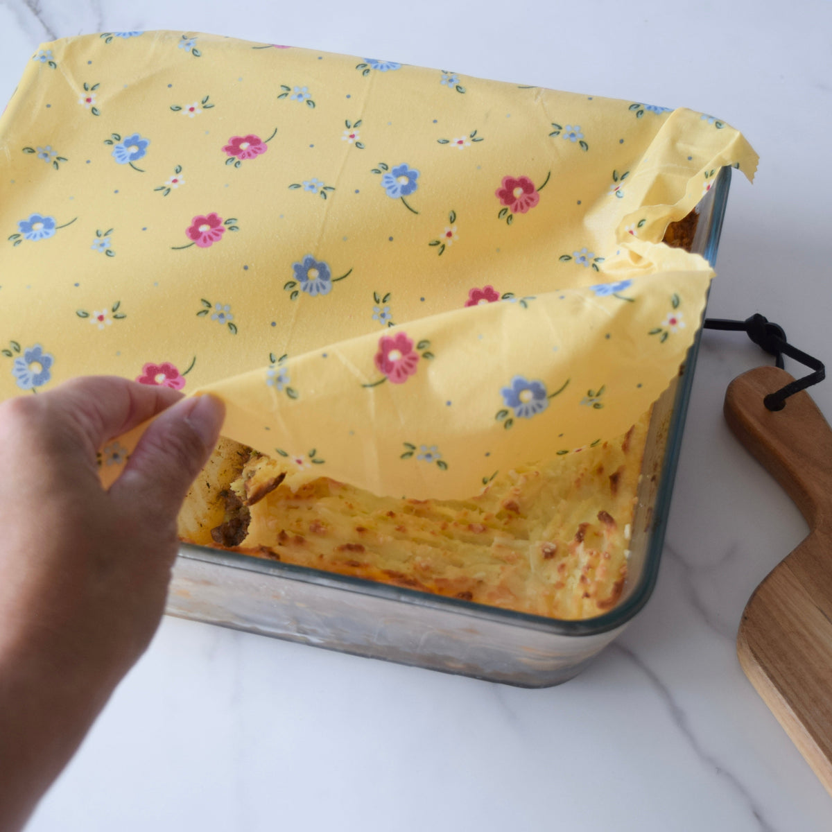 Lou-bees Ditsy Floral Yellow Large Beeswax Food Wrap - 14” x 11”