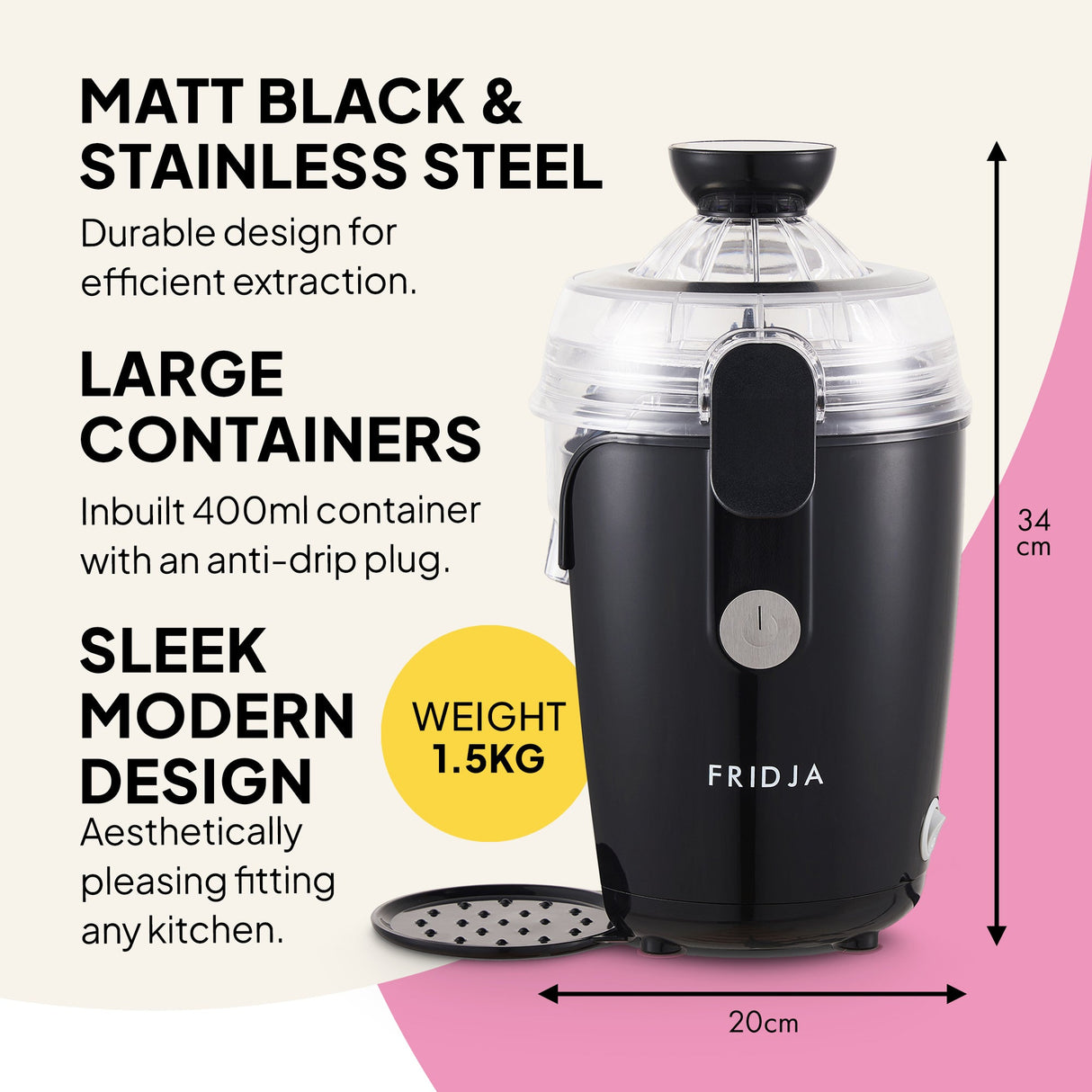 Fridja F800 Automatic Citrus Juicer - One‑Touch Juice Extractor