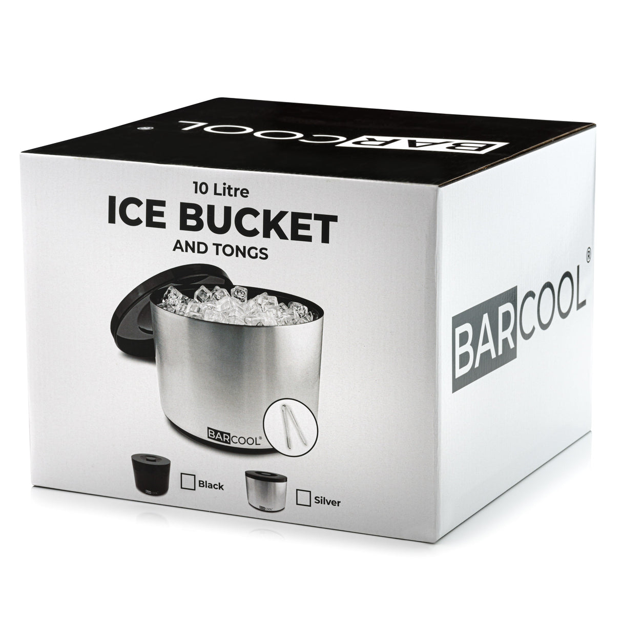 Suncold Barcool 10L Round Ice Bucket with Lid & Tongs - Silver