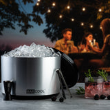 Suncold Barcool 10L Round Ice Bucket with Lid & Tongs - Silver