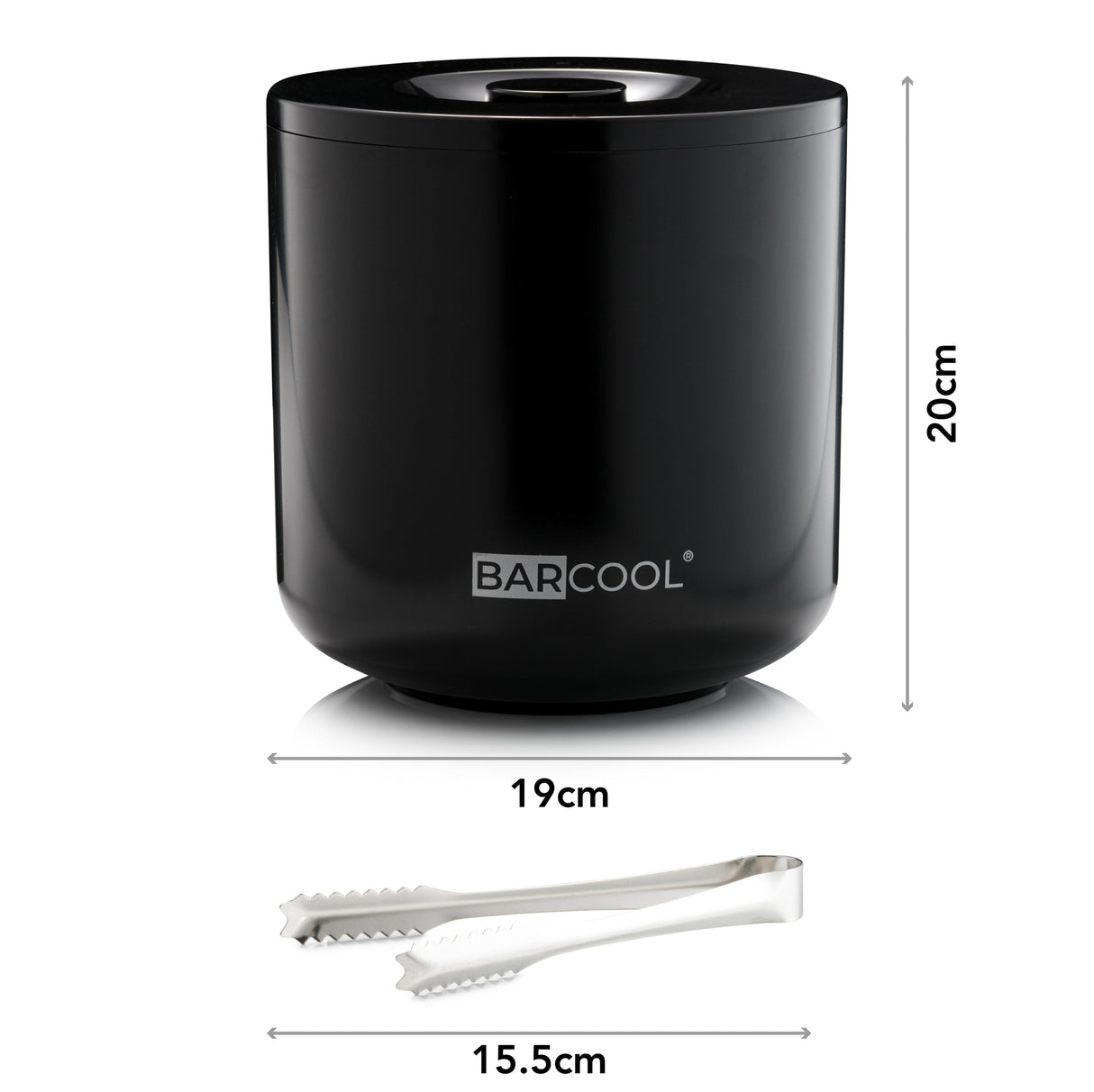 Subcold Barcool 4L Round Ice Bucket with Lid & Tongs - Black/Silver