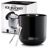 Subcold Barcool 4L Round Ice Bucket with Lid & Tongs - Black/Silver