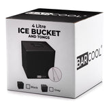 Suncold Barcool 4L Square Ice Bucket with Lid & Tongs - Black