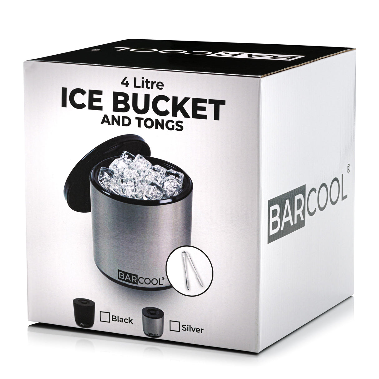 Subcold Barcool 4L Round Ice Bucket with Lid & Tongs - Silver