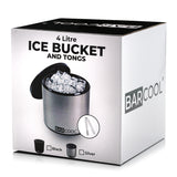 Subcold Barcool 4L Round Ice Bucket with Lid & Tongs - Silver