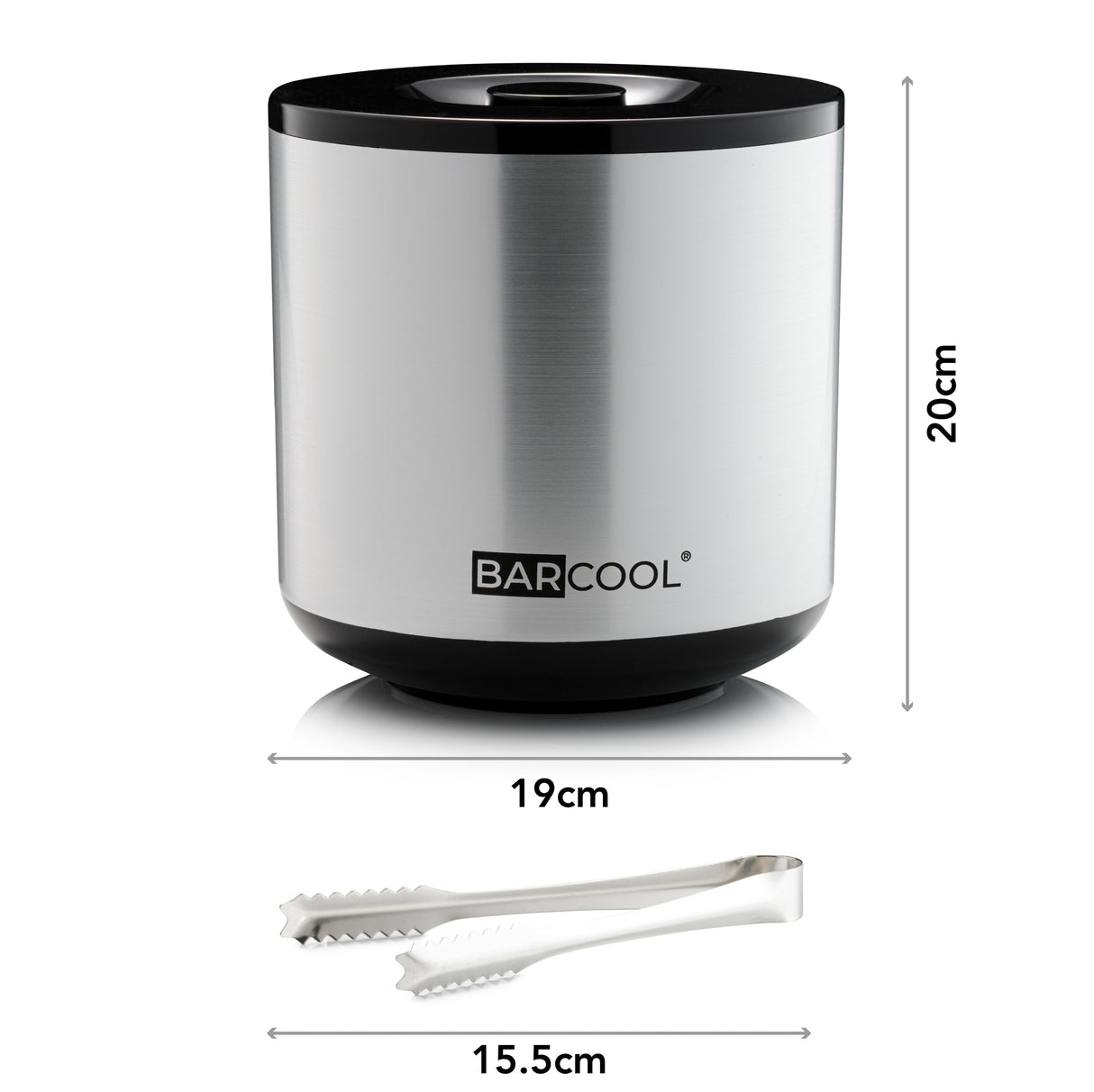 Subcold Barcool 4L Round Ice Bucket with Lid & Tongs - Silver