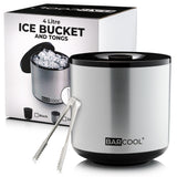 Subcold Barcool 4L Round Ice Bucket with Lid & Tongs - Silver
