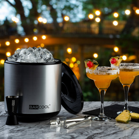 Subcold Barcool 4L Round Ice Bucket with Lid & Tongs - Silver