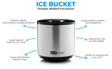 Subcold Barcool 4L Round Ice Bucket with Lid & Tongs - Silver