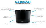 Subcold Barcool 10L Round Black Ice Bucket with Lid & Tongs