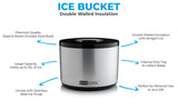 Suncold Barcool 10L Round Ice Bucket with Lid & Tongs - Silver