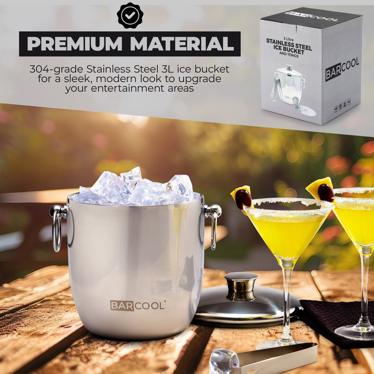 Subcold Barcool 3L Stainless Steel Ice Bucket with Lid & Tongs