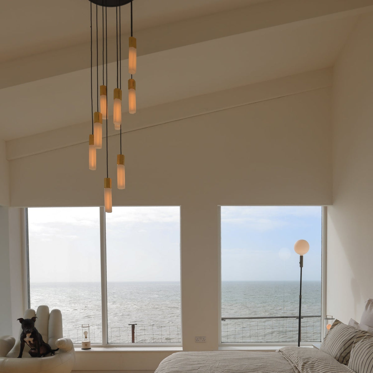 Tala Basalt Nine Pendant Light in Brass