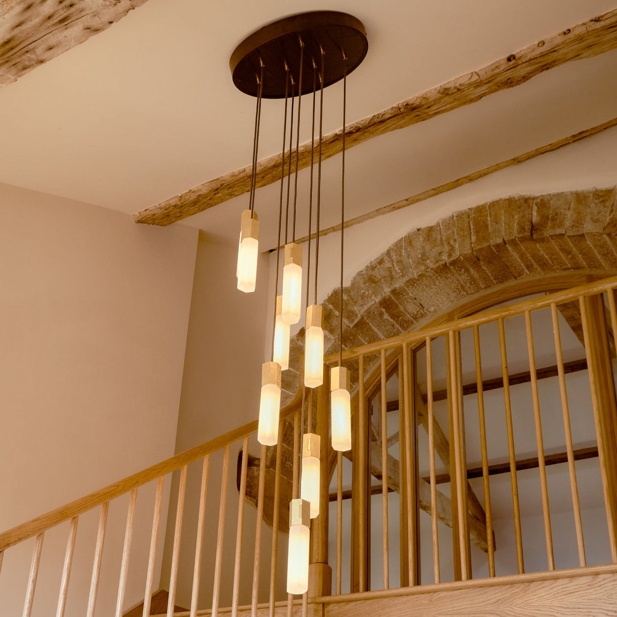 Tala Basalt Nine Pendant Light in Brass