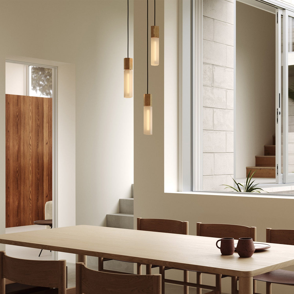 Tala Basalt Triple Pendant Light in Brass