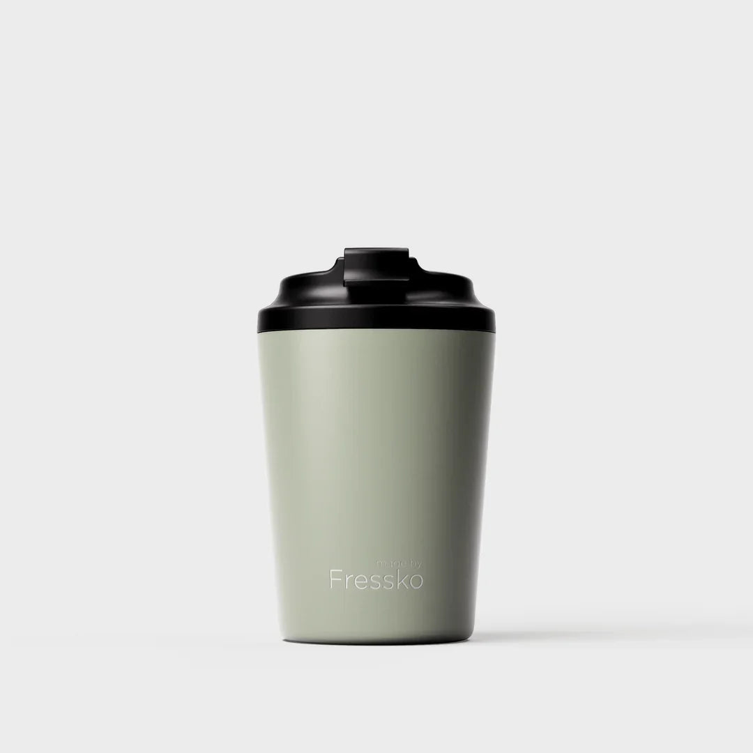 Fressko Sage reusable ceramic-lined coffee cup with insulated lid