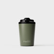 Fressko Khaki reusable stainless steel travel mug with insulated leakproof lid