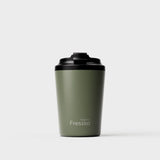 Fressko Khaki reusable stainless steel travel mug with insulated leakproof lid
