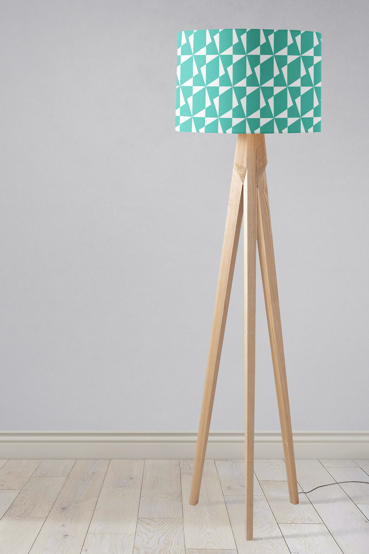 Shadowbright Turquoise and White Retro Geometric Lampshade
