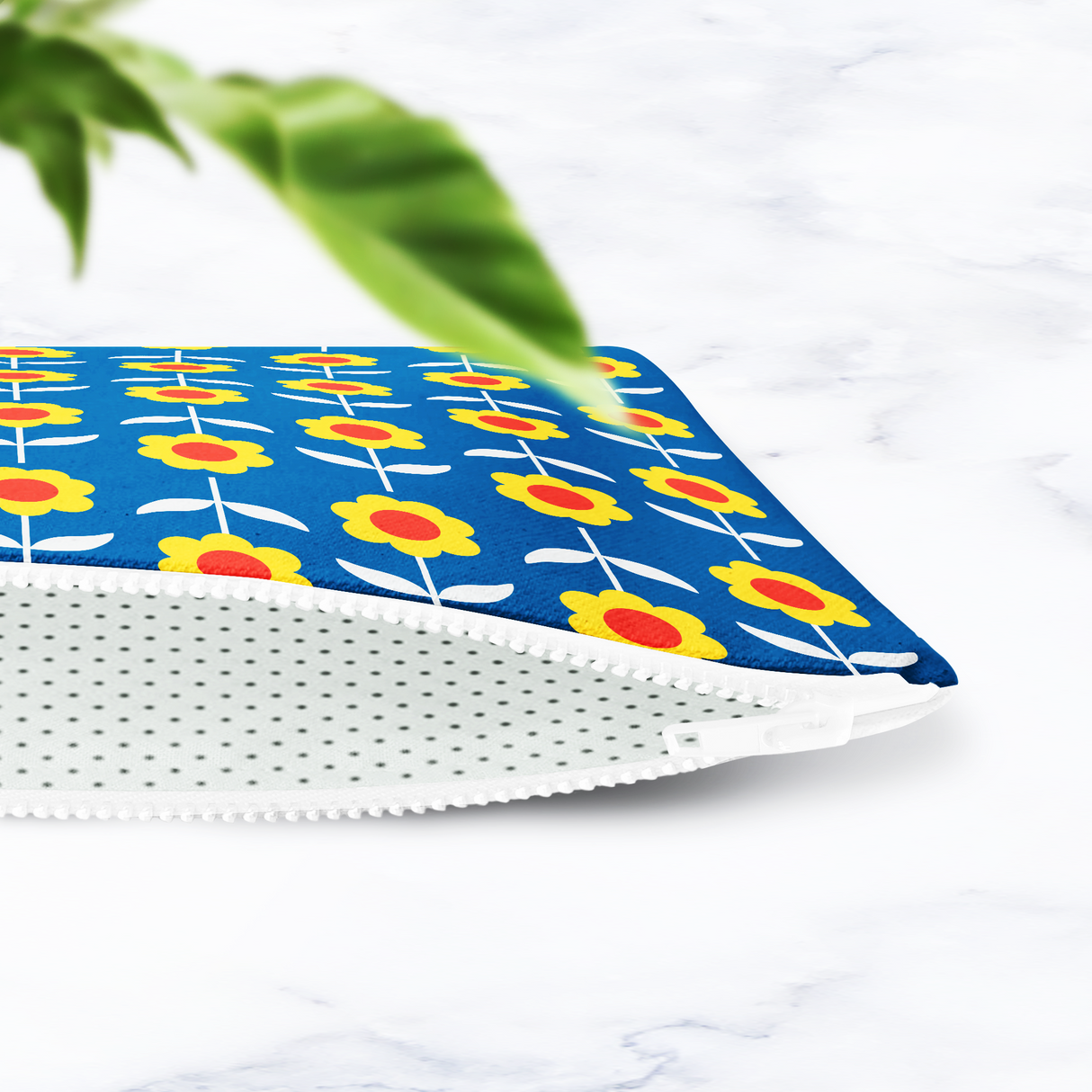 Shadowbright Retro Blue and Yellow Floral Make Up Bag - 24cm x 19cm