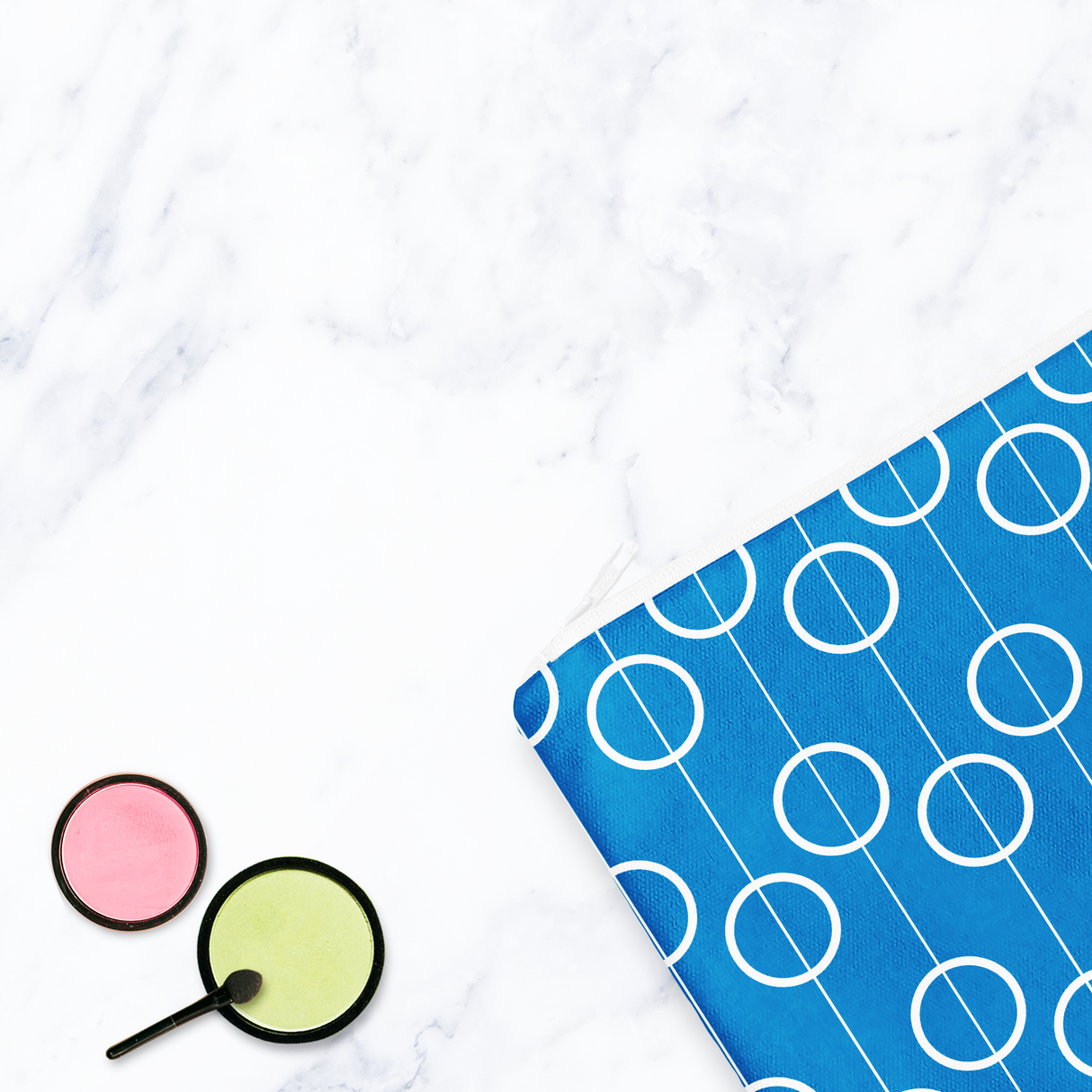Shadowbright Blue Geometric Retro Make Up bag - 24cm x 19cm