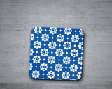 Shadowbright Blue and White Geometric Tiles Design Coaster, Table Decor