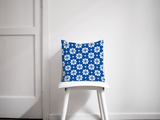 Shadowbright Blue and White Geometric Tiles Design Cushion, Throw Pillow