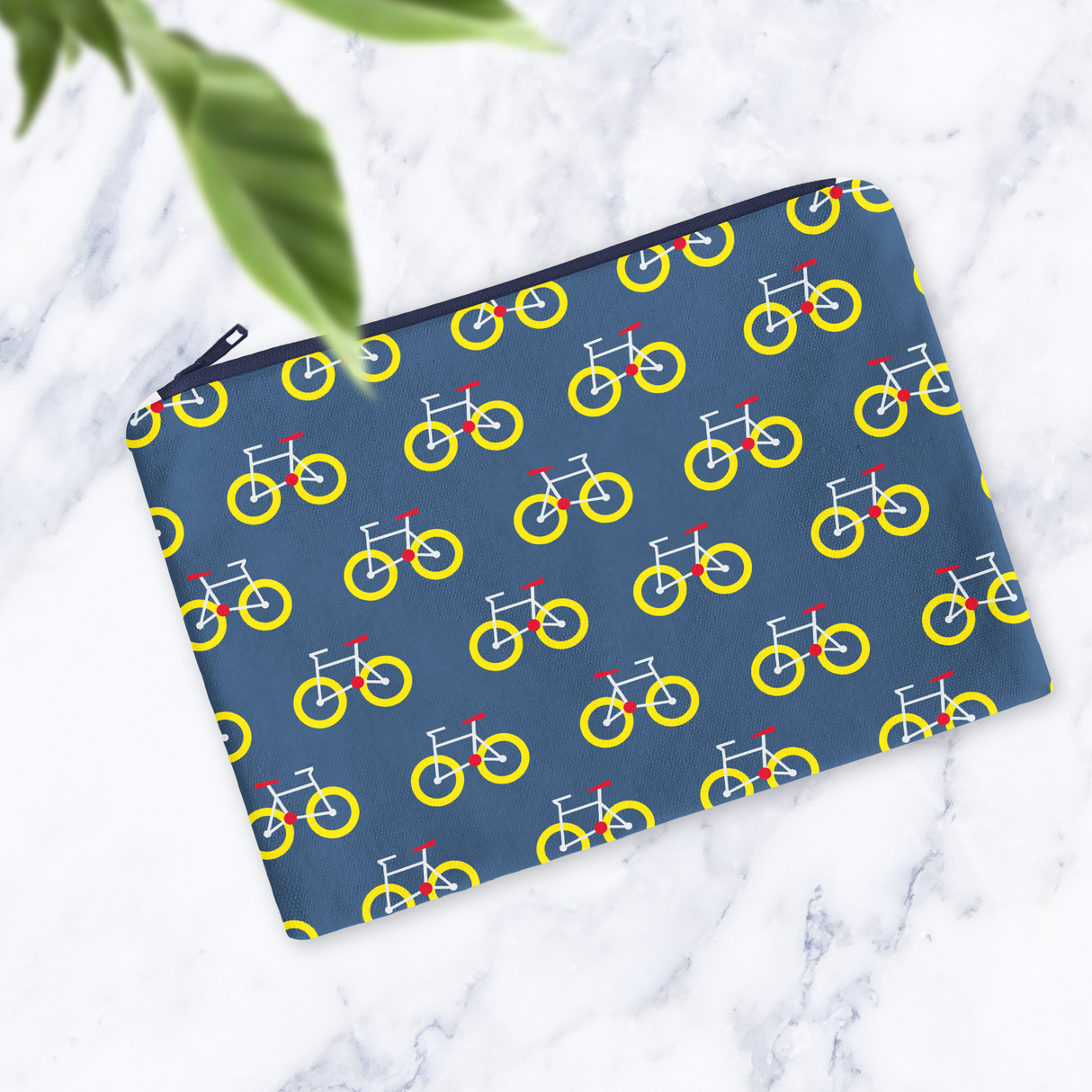 Shadowbright Handmade Dark Blue Bicycle Print Makeup Bag - 24cm x 19cm