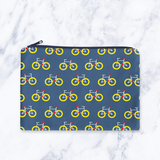 Shadowbright Handmade Dark Blue Bicycle Print Makeup Bag - 24cm x 19cm