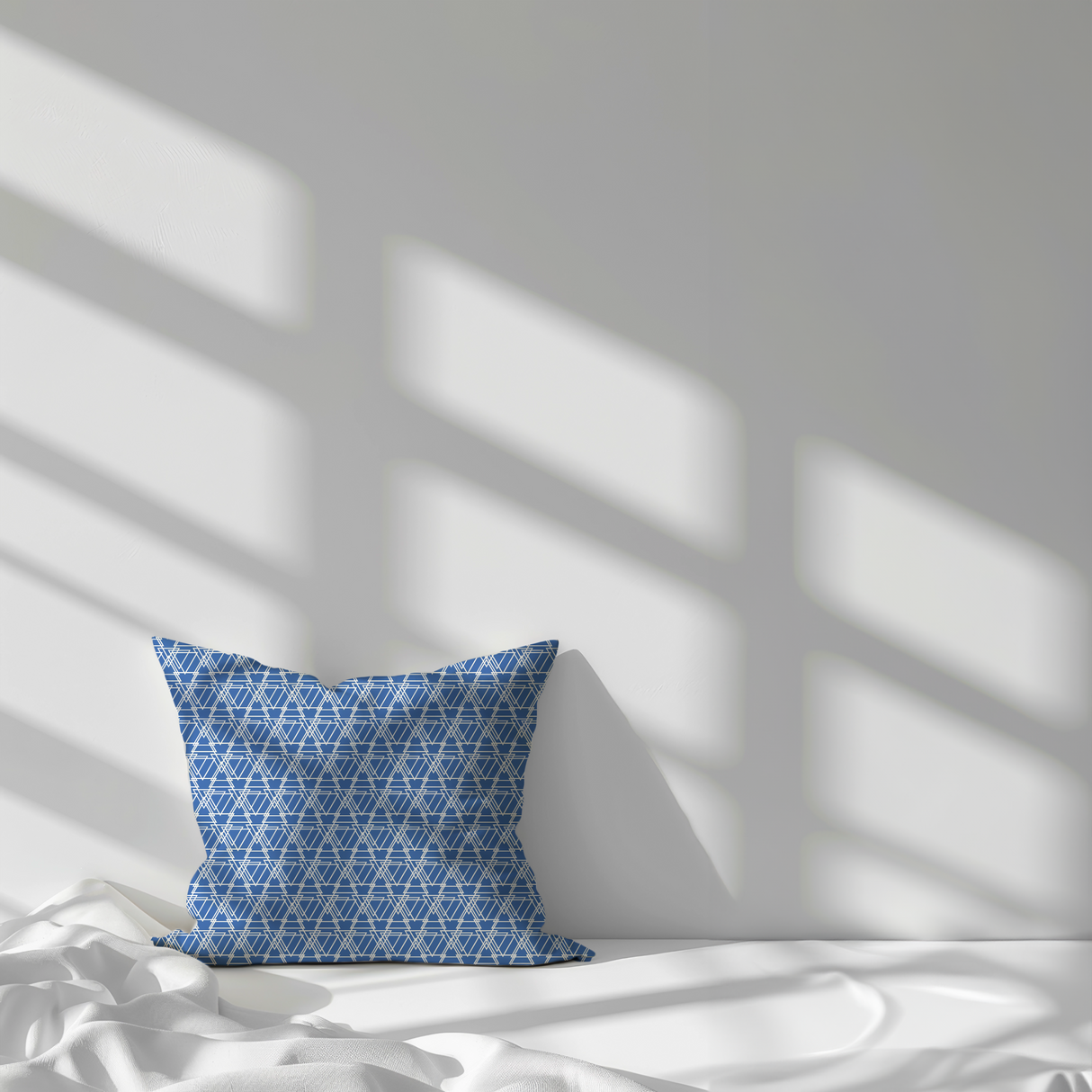 Shadowbright Modern Geometric Blue Cushion Cover – 100% Cotton