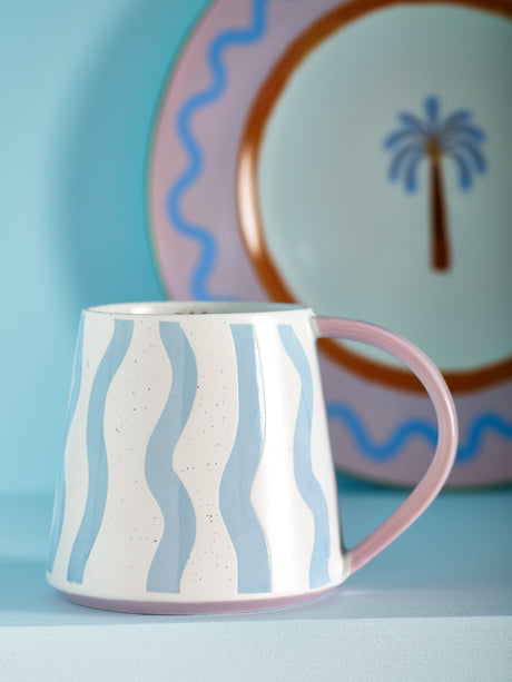 Eleanor Bowmer Blue Wave Mug – Fine China with Wax-Resist Finish