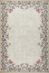 Eco-Washable Cream Rug Flower Design