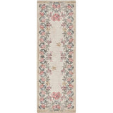Eco-Washable Cream Rug Flower Design