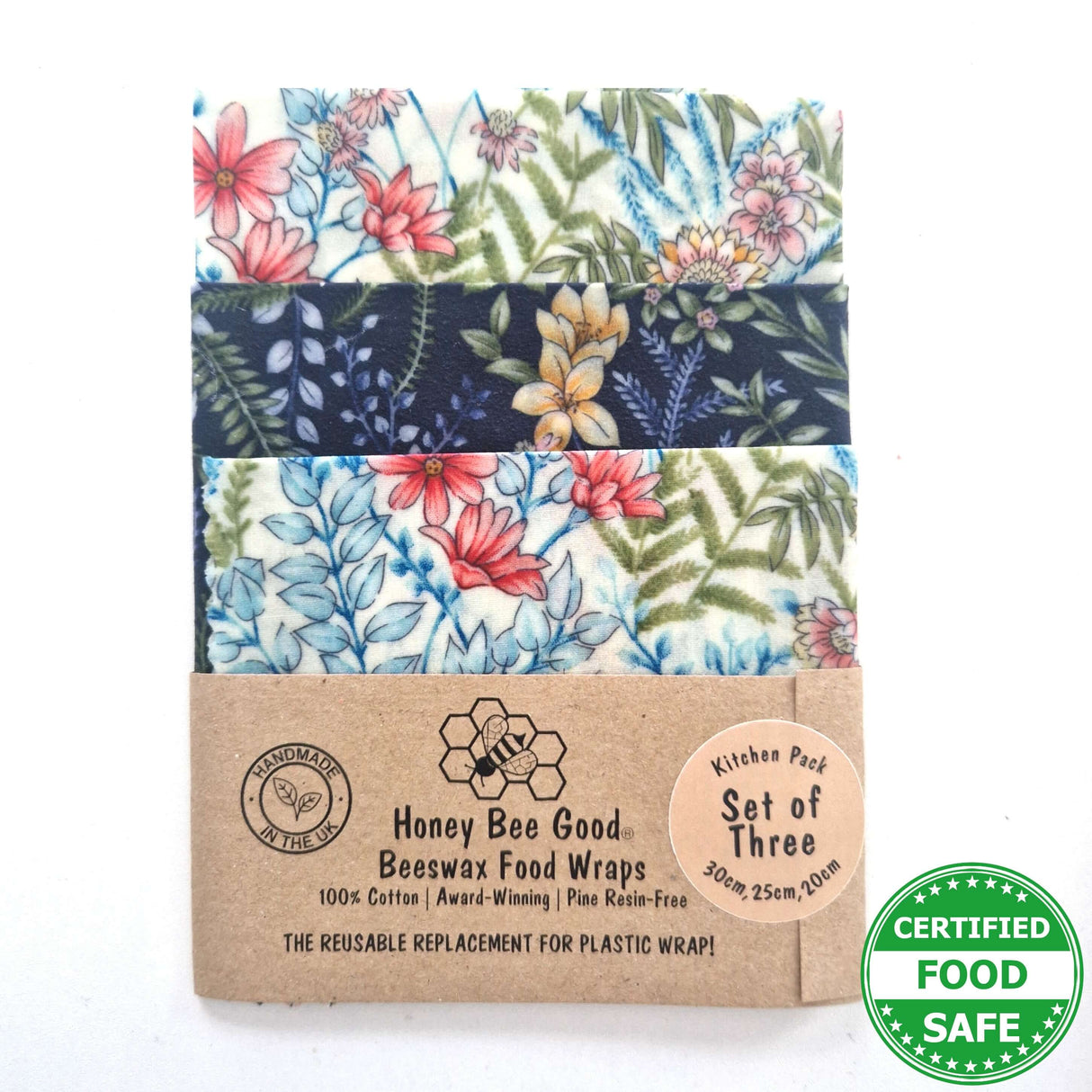 Honey Bee Good Botanical Beeswax Wraps - Set of 3