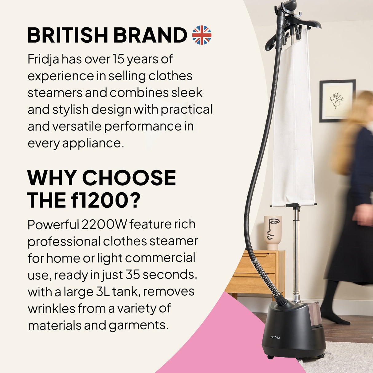 Fridja F1200 Clothes Steamer Pro - 2200W