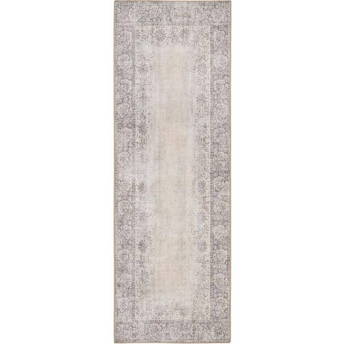 Eco-Washable Grey Rug Bordered Design by The Rugs