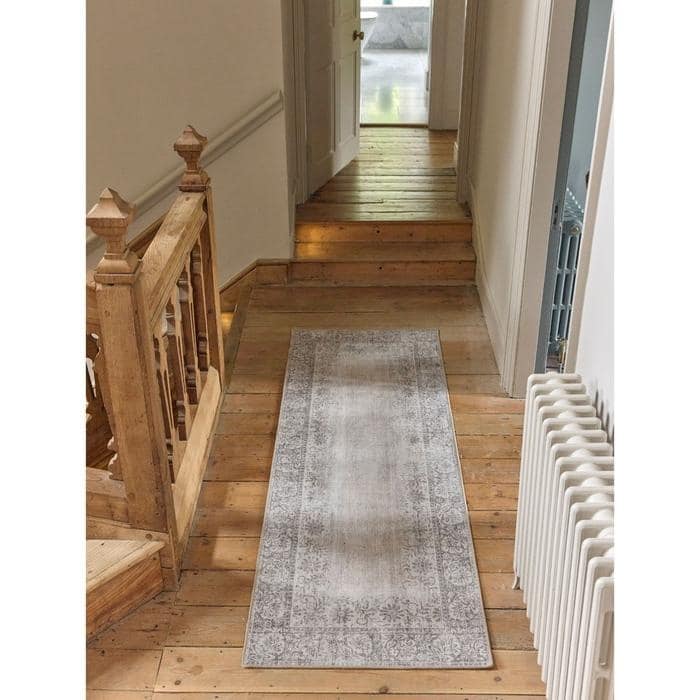 Eco-Washable Grey Rug Bordered Design by The Rugs