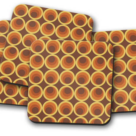 Shadowbright Brown Retro Geometric Placemats, Set of 4 and 6