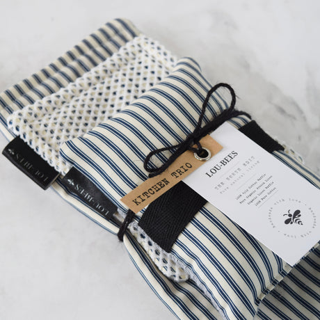 Lou-bees French Inspired Navy Stripe Kitchen Trio