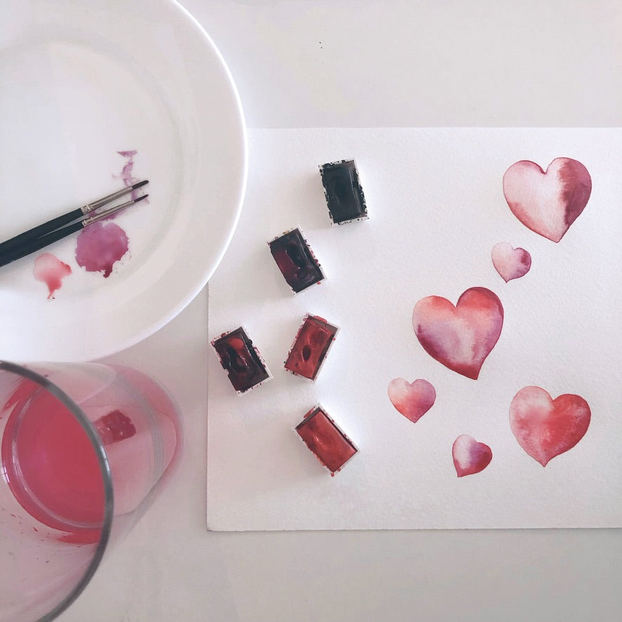 Love Hearts Watercolour Valentines Card | Katie Hipwell Design