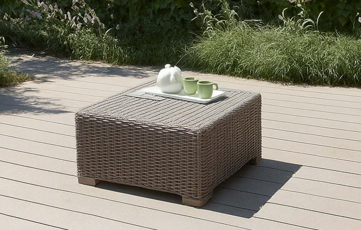 Keter California Taupe Rattan Coffee Outdoor Garden Table - 68 x 68cm