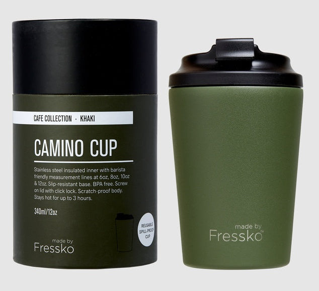 Fressko Khaki Reusable Travel Mug Stainless Steel
