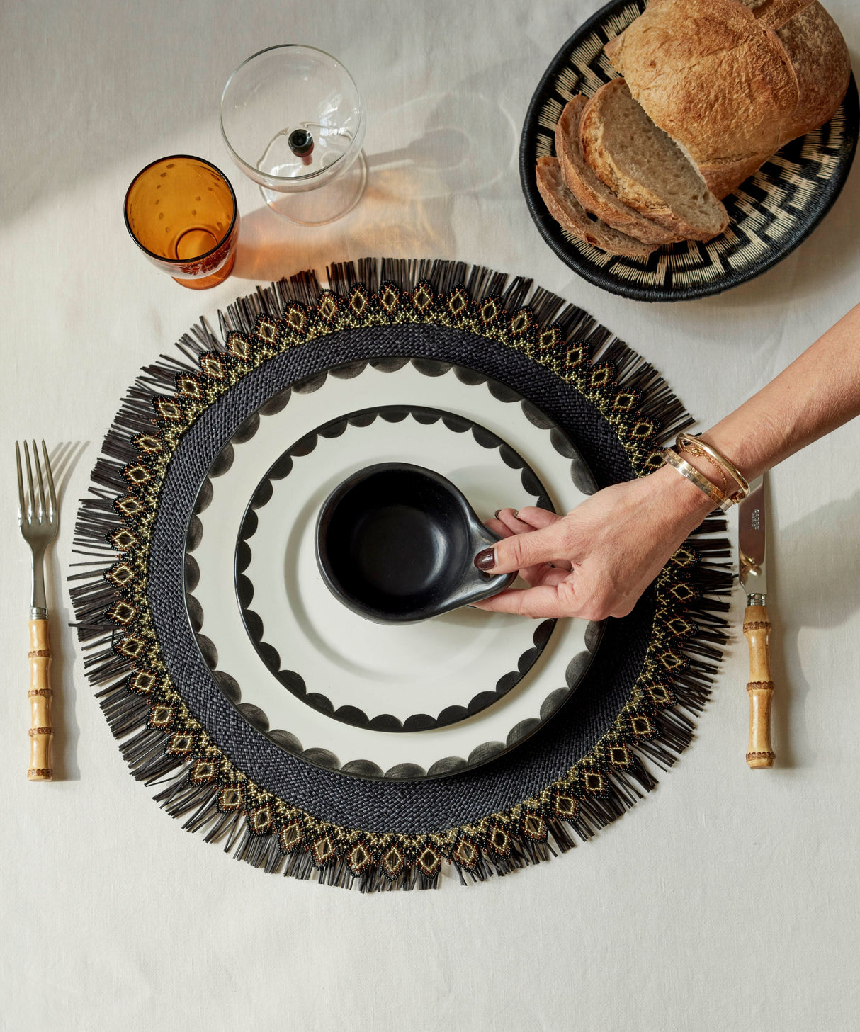 CasaLatina Chamba Black Clay Condiment Dishes with Handle - Set of 4