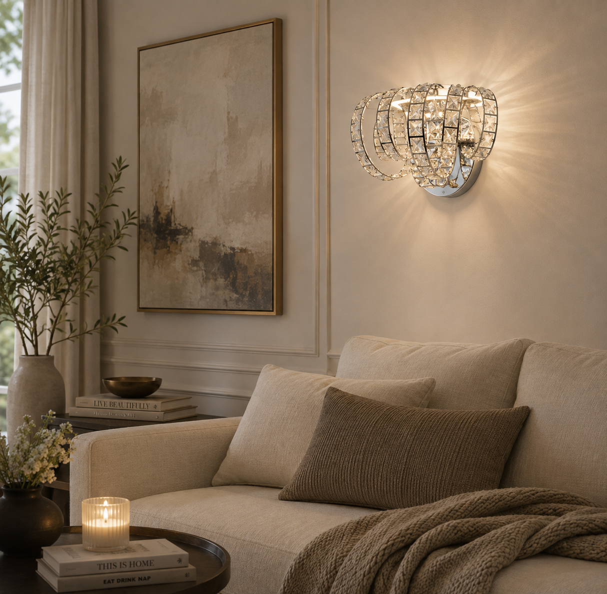 Pagazzi Shakira Polished Chrome Crystal LED Wall Light Fitting