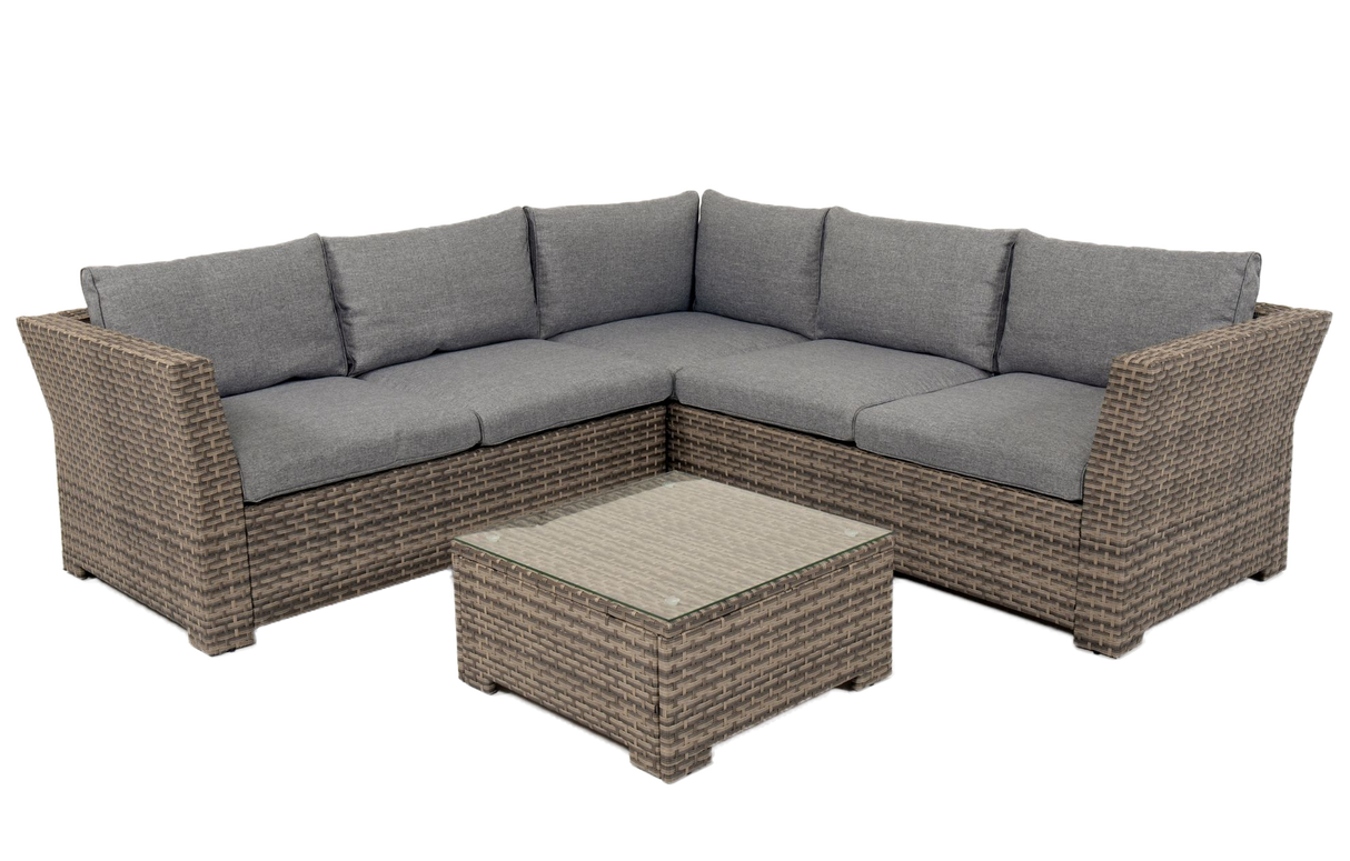 MINT Outdoor Chesterton Grey 5 Seater Corner Rattan Garden Sofa Set