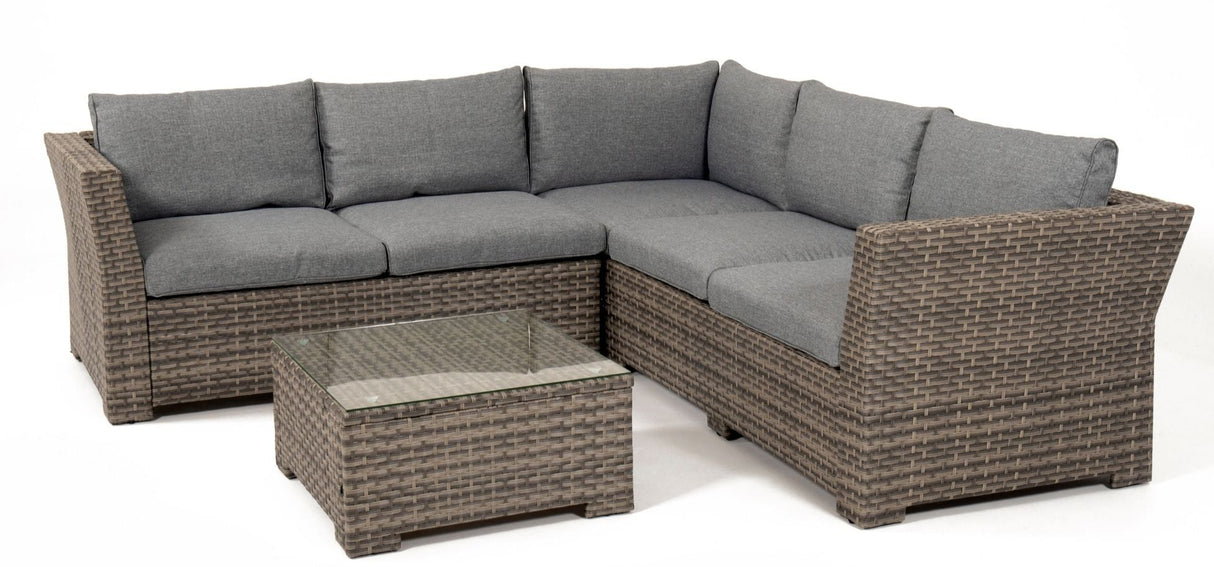 MINT Outdoor Chesterton Grey 5 Seater Corner Rattan Garden Sofa Set
