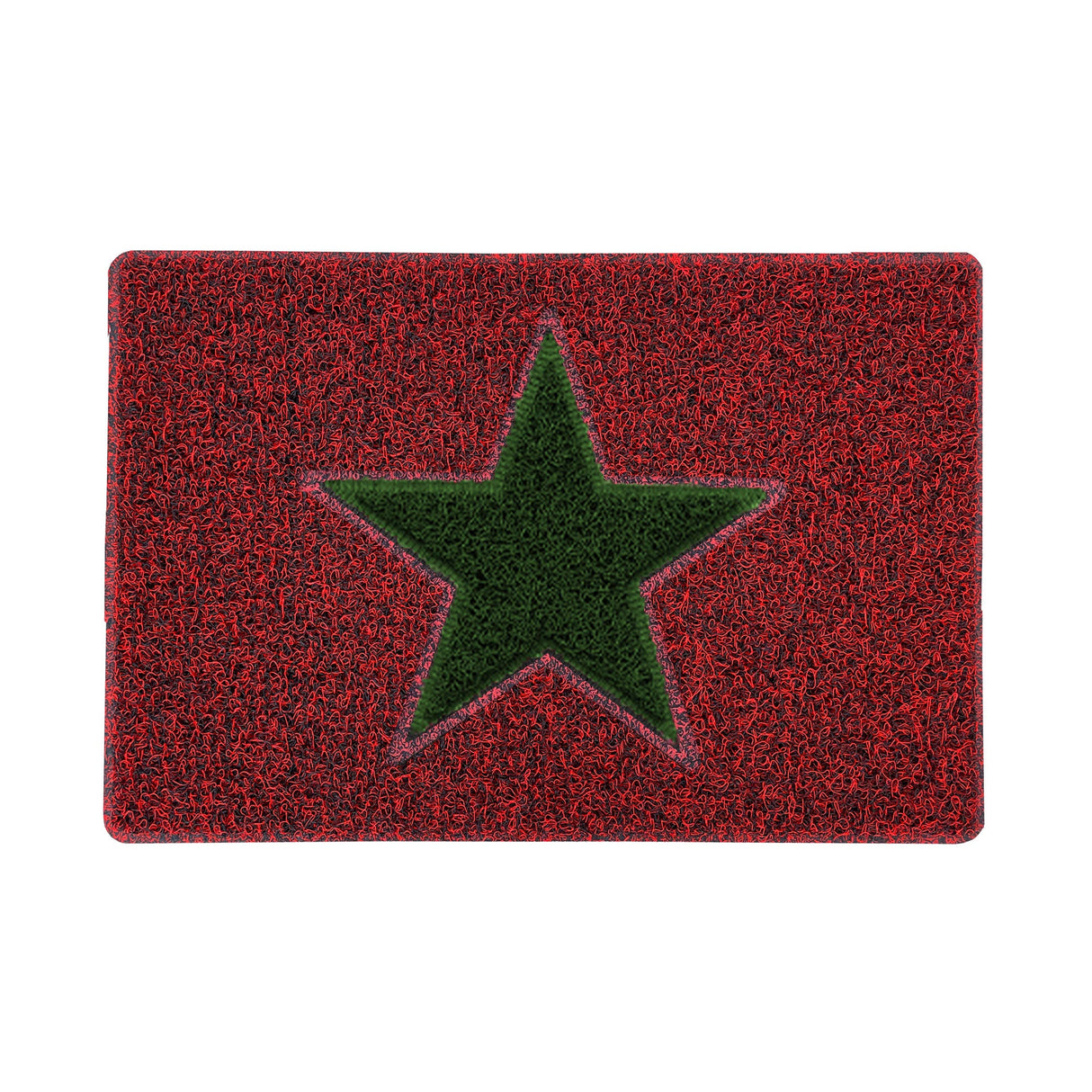 Nicoman Christmas Star PVC Spaghetti Doormat - Red & Green Design