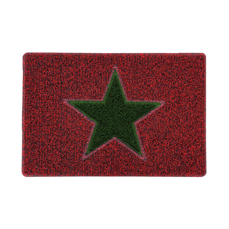 Nicoman Christmas Star PVC Spaghetti Doormat - Red & Green Design